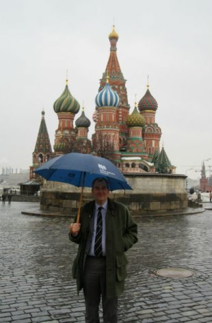 Photo of Chris Teale in front of St Basil's Cathedral in Moscow