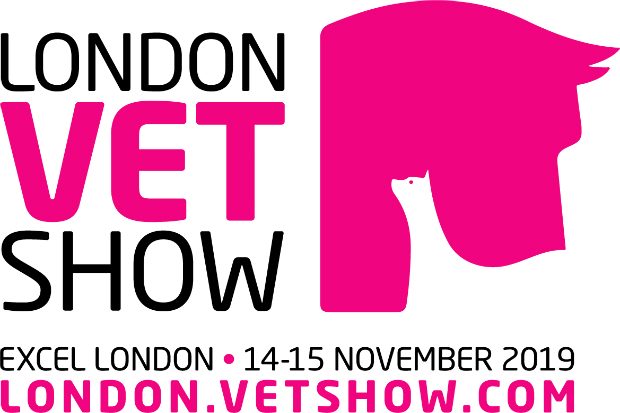 Logo for London Vet Show 2019 featuring an animal silhouette