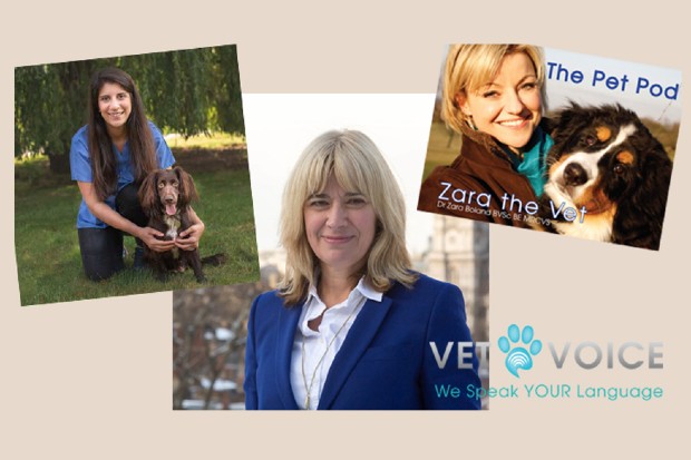 The vet voice logo featuring images of (left to right) Daniella Dos Santos, Christine Middlemiss and Zara Boland