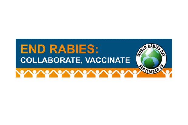 World rabies day logo promoting vaccinations